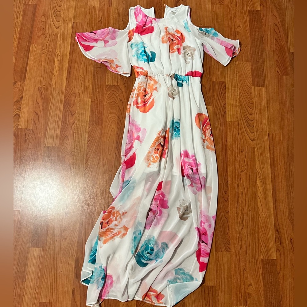 CK flowered maxi dress with shoulder cutouts size 8